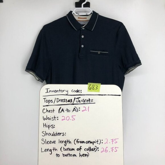 Ted Baker Men's Navy Tortilla Slim Fit Tipped Pocket Polo size ~M - Picture 14 of 15